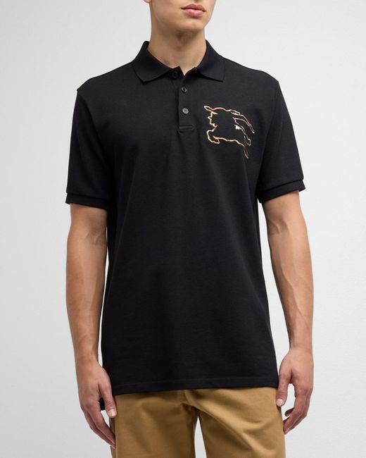 Burberry Black Winslow Check Ekd Outline Polo Shirt for men