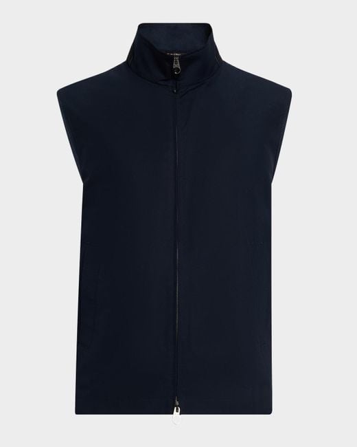 Loro Piana Blue Landon Full-Zip Cotton Satin Vest for men