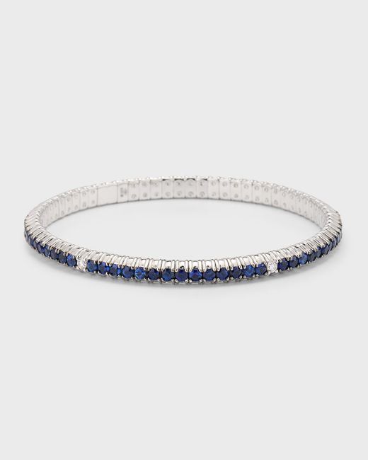 Zydo Metallic 18k White Gold Bracelet With Blue Sapphires And White Diamonds