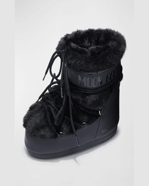 Moon Boot Black Icon Short Faux Fur Snow Boots