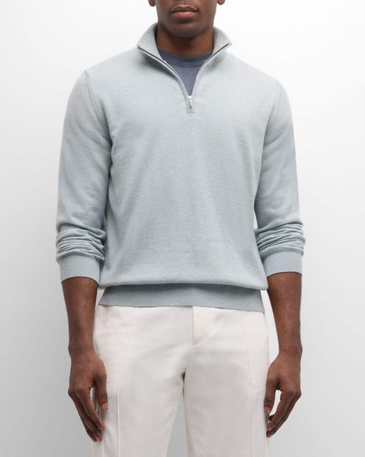 Loro Piana Blue Baby Cashmere Quarter-zip Sweater for men