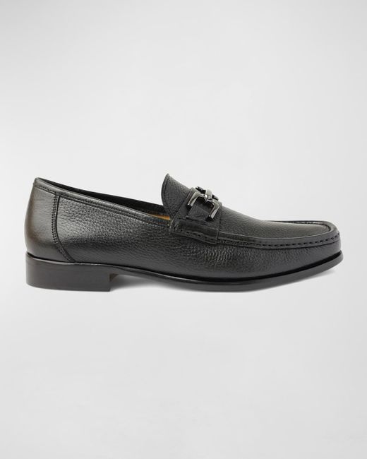 Bruno Magli Black Trieste Horse-Bit Leather Loafers for men