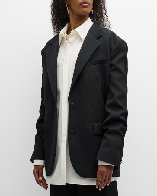 The Row Black Viper Silk-Panel Single-Breasted Blazer Jacket