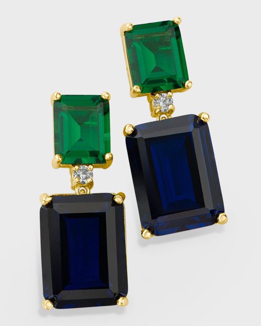 Kenneth Jay Lane Blue Emerald-Cut Cubic Zirconia Drop Earrings