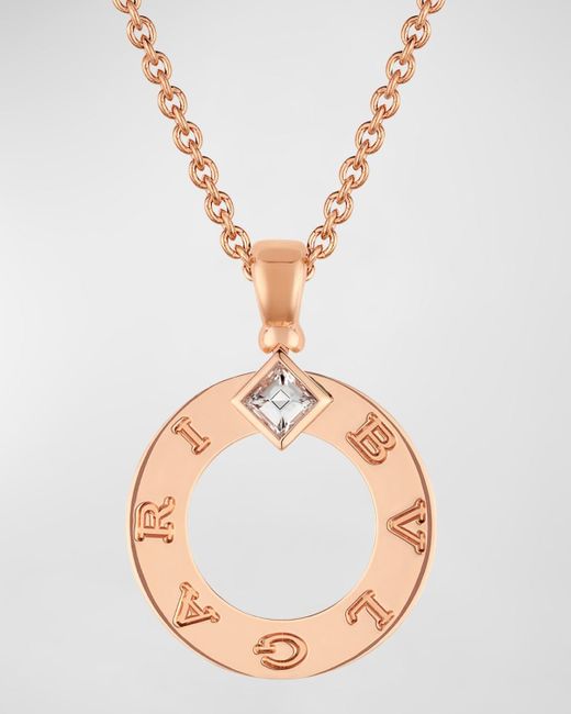 BVLGARI Metallic 18K Rose Diamond Pendant Necklace