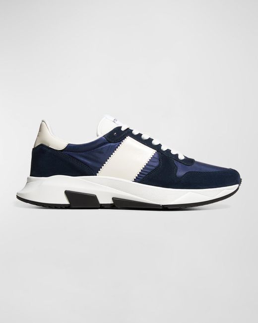 Tom Ford Jagga Tonal Nylon & Suede Trainer Sneakers in Blue for Men | Lyst