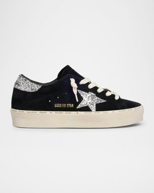 Golden Goose Deluxe Brand Black Hi Star Suede Glitter Low-Top Sneakers
