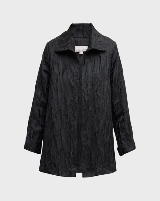 Caroline Rose Black Open-Front Textured Jacquard Jacket
