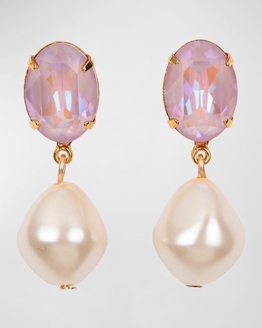 Jennifer Behr Pink Tunis Crystal-pearl Drop Earrings