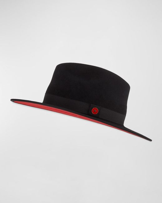 Keith James Black Queen-Brim Wool Fedora Hat for men
