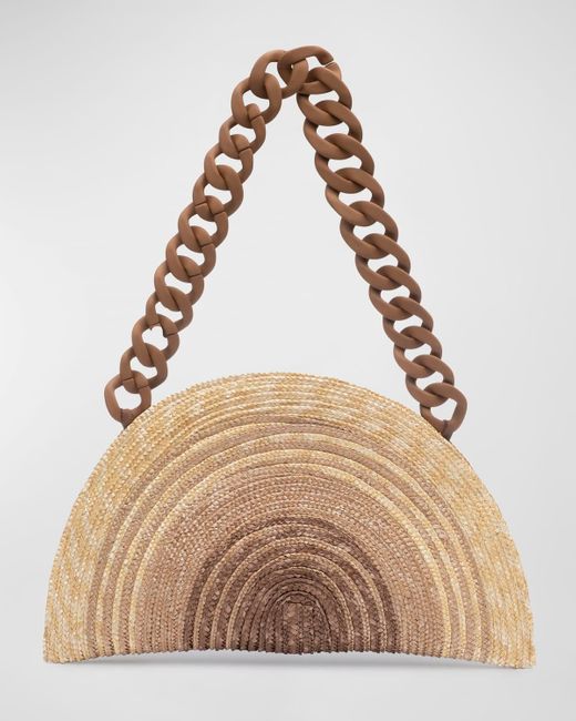 Eugenia Kim Natural Luna Ombre Straw Chain Clutch Bag