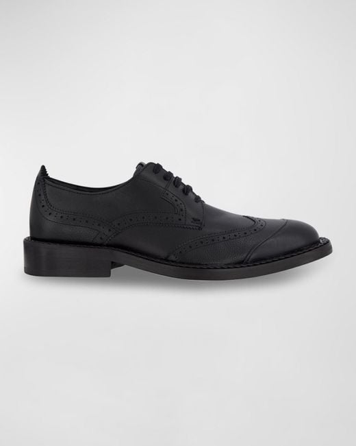 Karl Lagerfeld Black Braided Welt Wingtip Derby Shoes for men