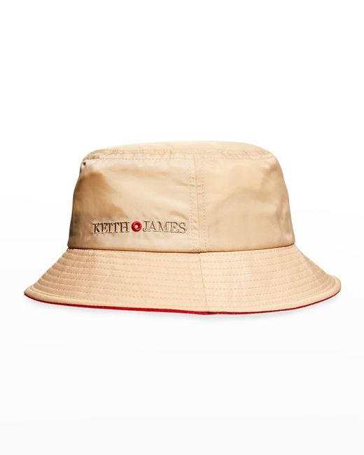 Keith James Natural Logo Nylon Bucket Hat for men