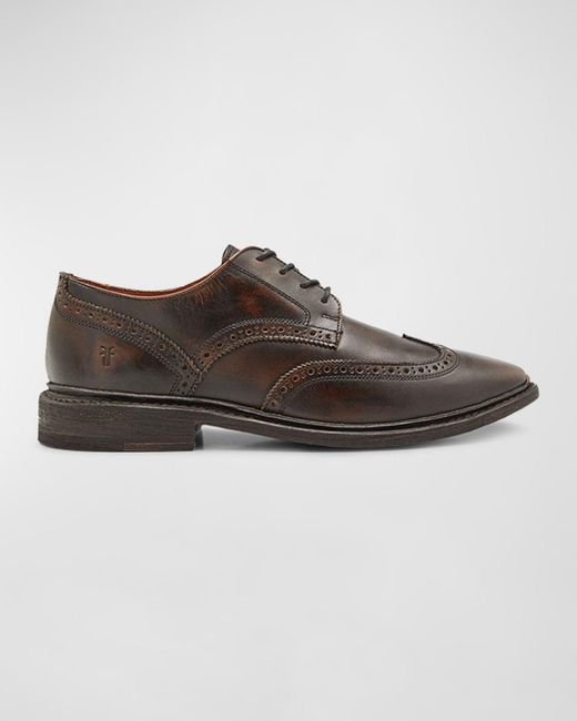 Frye Brown Paul Wingtip Leather Derby Shoes for men