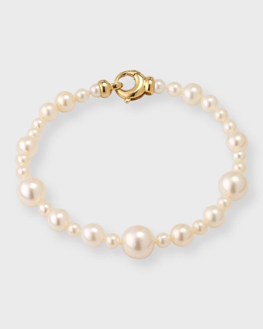 Mizuki White 14k Yellow Gold Multi-size Freshwater Pearl Bracelet
