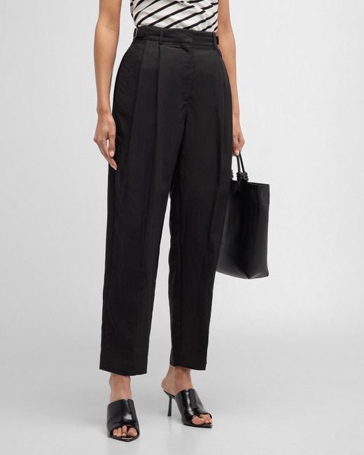 3.1 Phillip Lim Black Double-Pleated Tapered Trousers