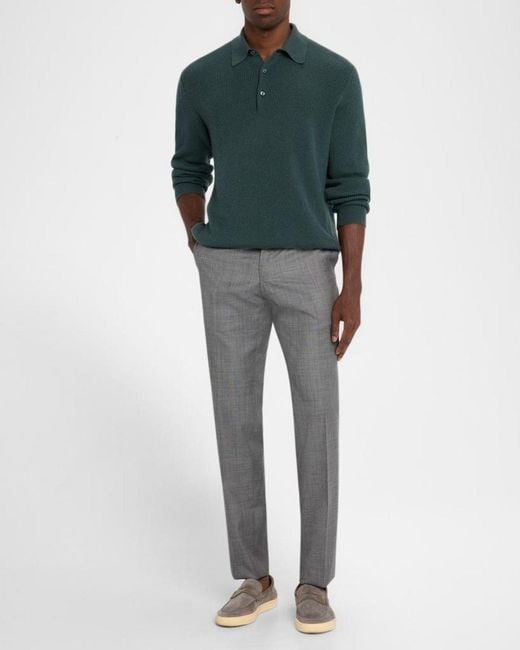 Kiton Gray Apos;S Wool Twill Flat-Front Trousers for men