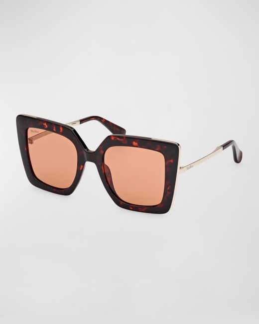 Max Mara Brown Design Metal & Acetate Cat-Eye Sunglasses