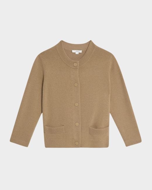 Vince Women's Natural Wool And Cashmere Shrunken Snap Cardigan