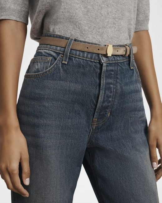 Veronica Beard White Dash Suede Belt