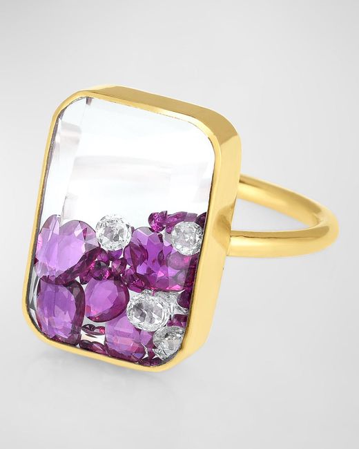 Moritz Glik Multicolor Ten Fourteen Diamond And Ruby Kaleidoscope Shaker Ring, Size 7