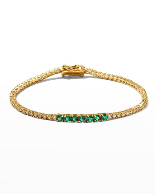 Jennifer Meyer Metallic 18K 4-Prong Diamond And Emerald Bracelet