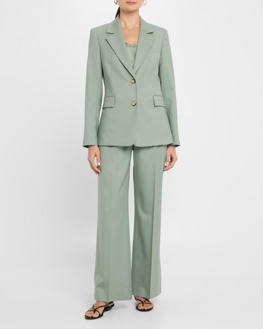 Argent Green Two-Button Seasonless Wool Blazer