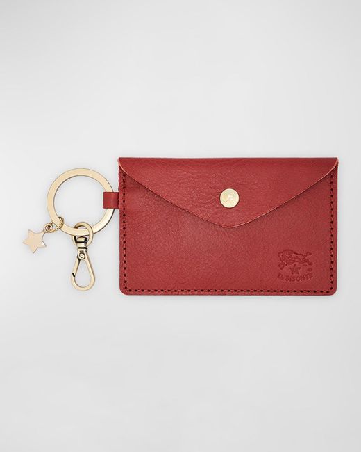 Il Bisonte Red Keyring Leather Card Holder