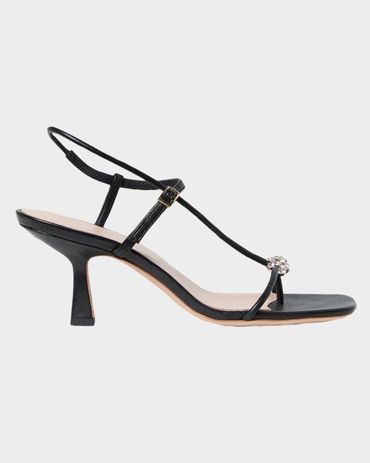 Loeffler Randall Metallic 70Mm Triana Strappy Crystal Leather Mid-Heel Sandals