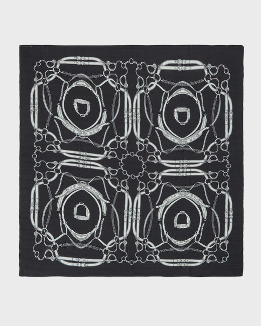 Rani Arabella Black Lexington Printed Cashmere-Blend Scarf