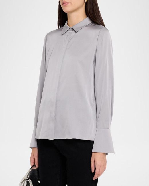 Kobi Halperin Gray Larissa Split-Cuff Button-Down Blouse