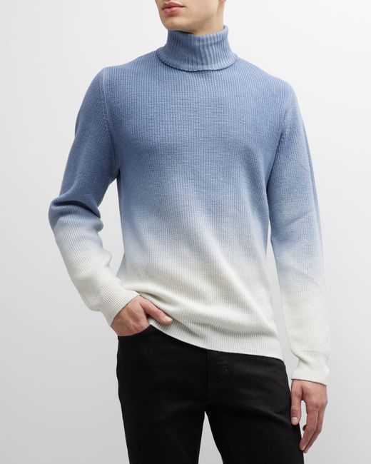 Bugatchi Blue Ombre Wool Turtleneck Sweater for men