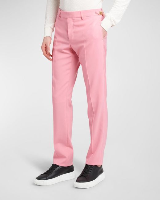 Versace Pink Wool Canvas Suit Pants for men