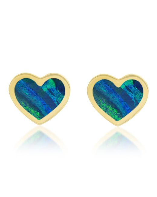 Jennifer Meyer Blue Extra Small Inlay Heart Stud Earrings