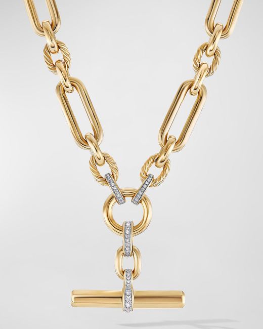 David Yurman White Lexington Chain Necklace With Diamonds In 18k Gold, 9.8mm, 18"l