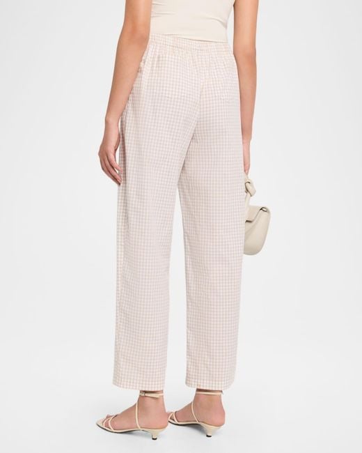 Jonathan Simkhai White Gingham Drawstring Pants