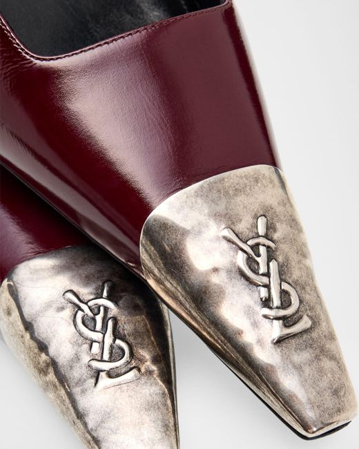 Saint Laurent Pink Cap-Toe Slingback Pumps