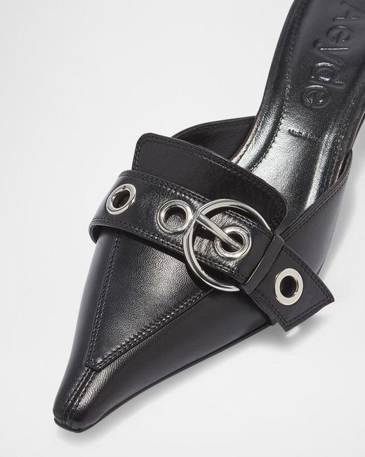 Aeyde Brown Danielle Leather Kitten Mule Pumps