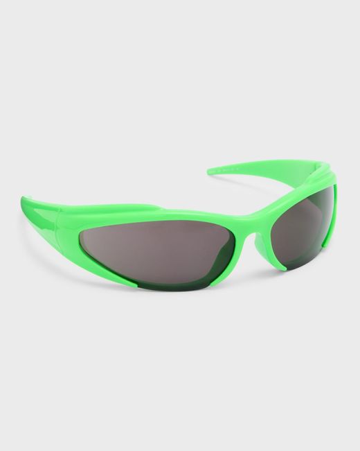 Balenciaga Green Acetate Wrap Sunglasses for men