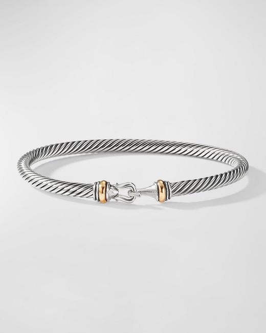 David Yurman Gray 4mm Cable Buckle Bracelet With Gold