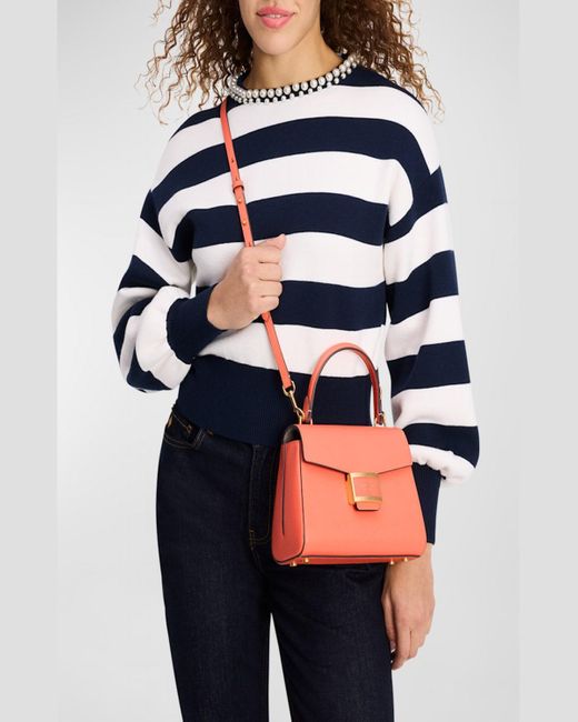 Kate Spade Orange Katy Small Textured Leather Top-Handle Bag