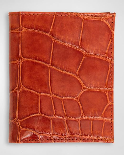 Abas Red Glazed Alligator Leather Bifold Wallet for men