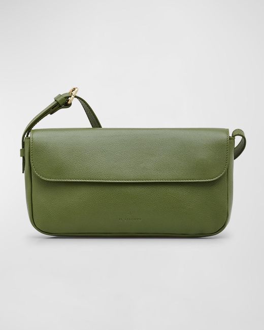 Il Bisonte Green Studio Flap Leather Shoulder Bag