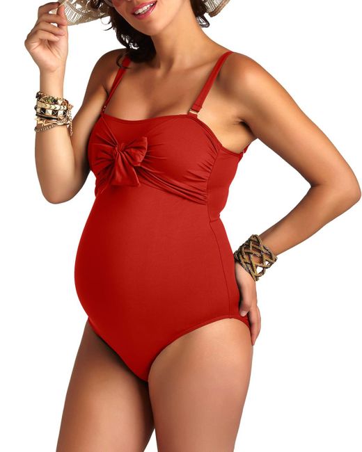 Pez D'or Red Maternity Bow-front One-piece Swimsuit