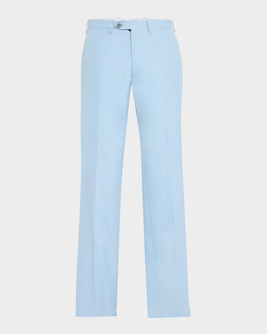 Kiton Blue Apos;S Flat-Front Twill Pants for men