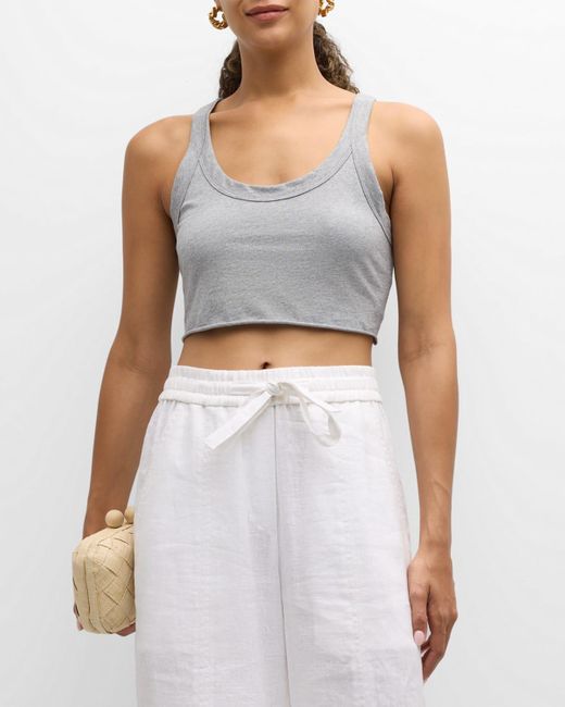 A.L.C. Gray Halsey Cropped Scoop-Neck Tank Top
