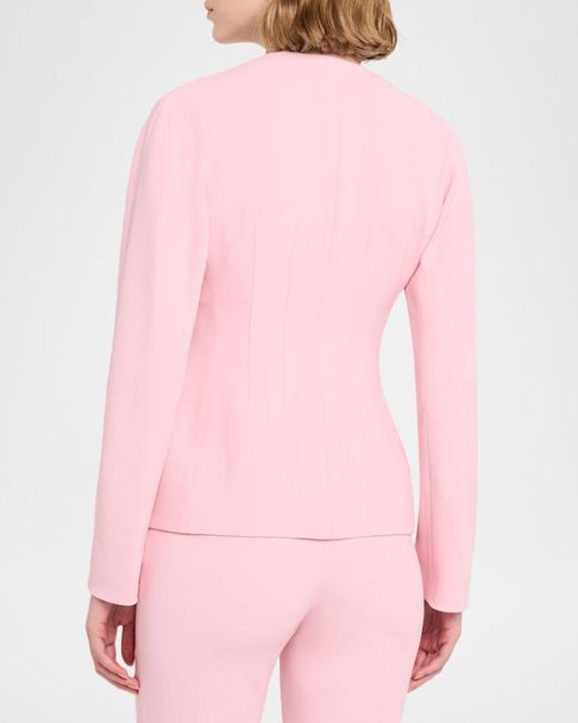 Alberta Ferretti Pink Collarless Peplum Jacket