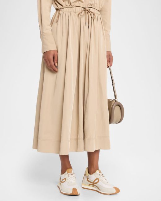 Veronica Beard Natural Bates Drawstring Midi Skirt