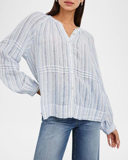 Rails White Frances Button-Front Linen Blouse