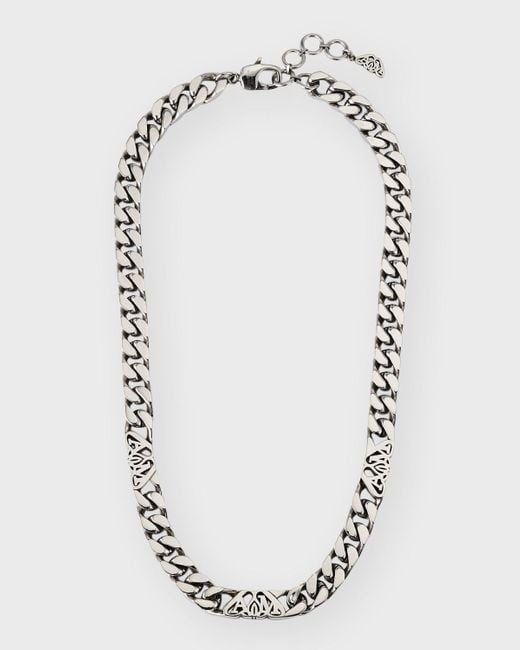 Alexander McQueen Blue Seal Logo Chain Choker Necklace for men